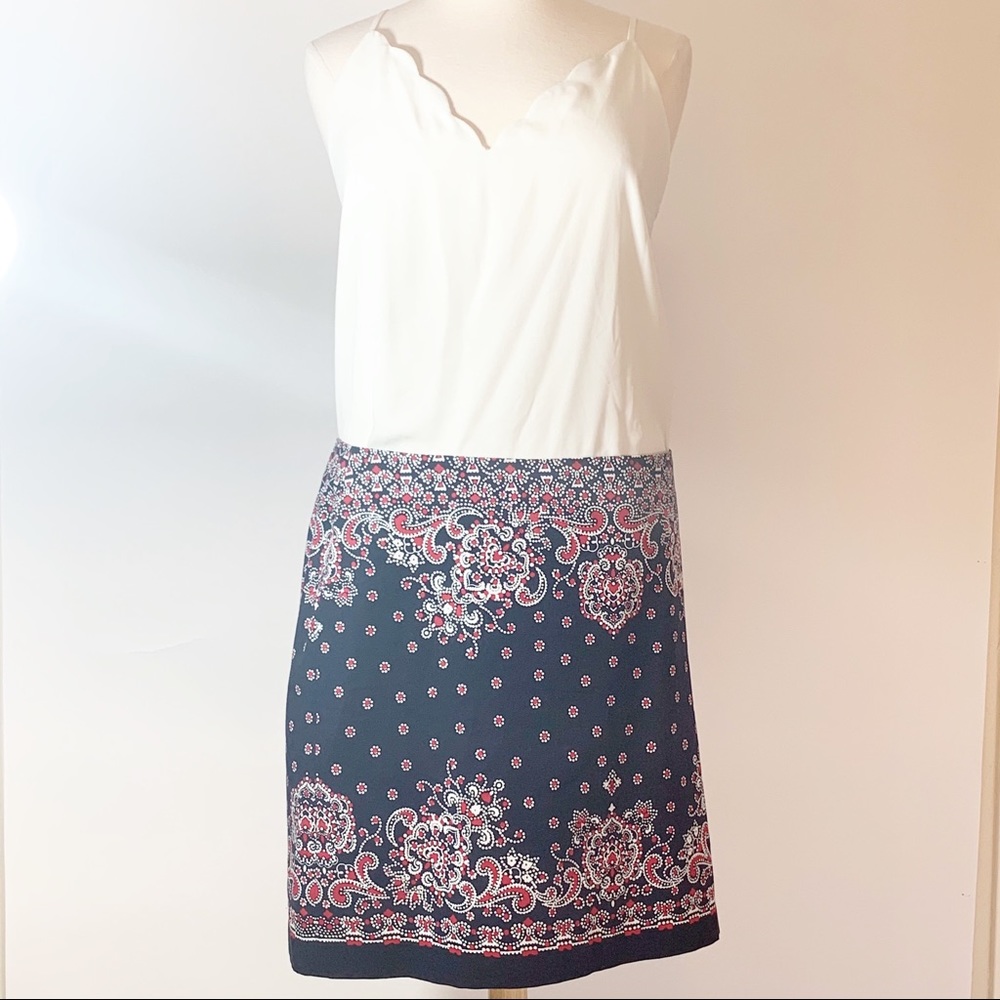 Talbots Red White & Blue Paisley Pencil Skirt 20